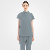 Vicogard® grey scrubs for women modern minimalist set on model