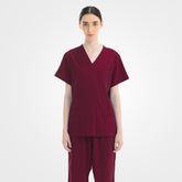 Burgundy scrubs for women set elegant fit on model
