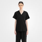 Black scrubs sets for women professional fit on model