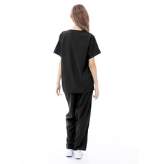 VICOGARD Women's V-Neck 9-Pocket Scrub Set | Straight Leg - Black
