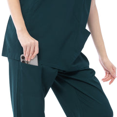 VICOGARD Women's V-Neck 9-Pocket Scrub Set | Straight Leg - Blue