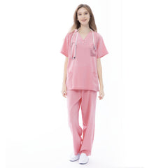VICOGARD women's pink 9-pocket straight leg scrub set