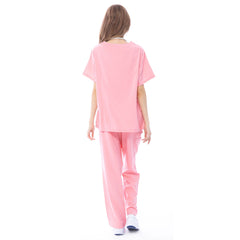 VICOGARD Women's V-Neck 9-Pocket Scrub Set | Straight Leg - Pink