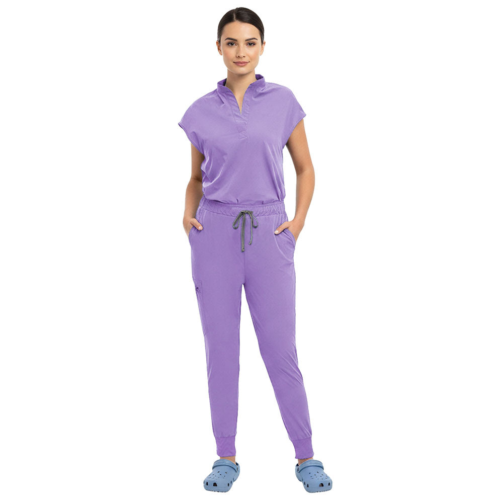 Vicogard Lavender minimalist scrubs, calming lilac uniform for nursing homes