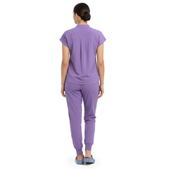 Back view of Lavender minimal surgical scrubs, clean design with no pockets
