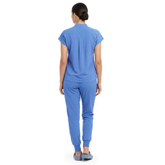 Back view of Ceil Blue minimal surgical scrubs, clean design with no pockets