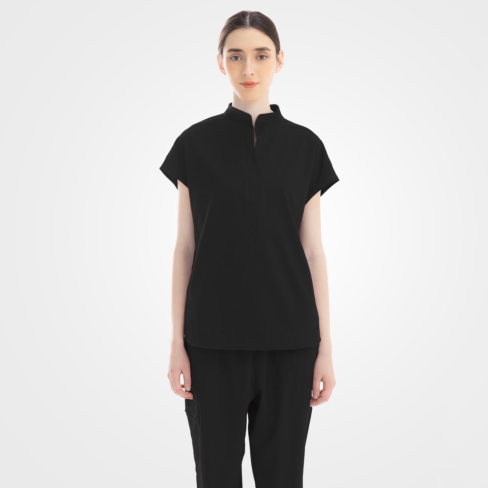 Vicogard® black scrubs sets for women slim fit model