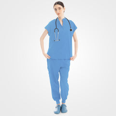 Ceil blue scrub pants double layered cargo pocket detail