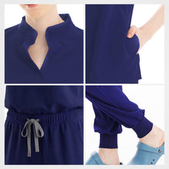 Tailored scrub pants slanted pocket and waistband detail