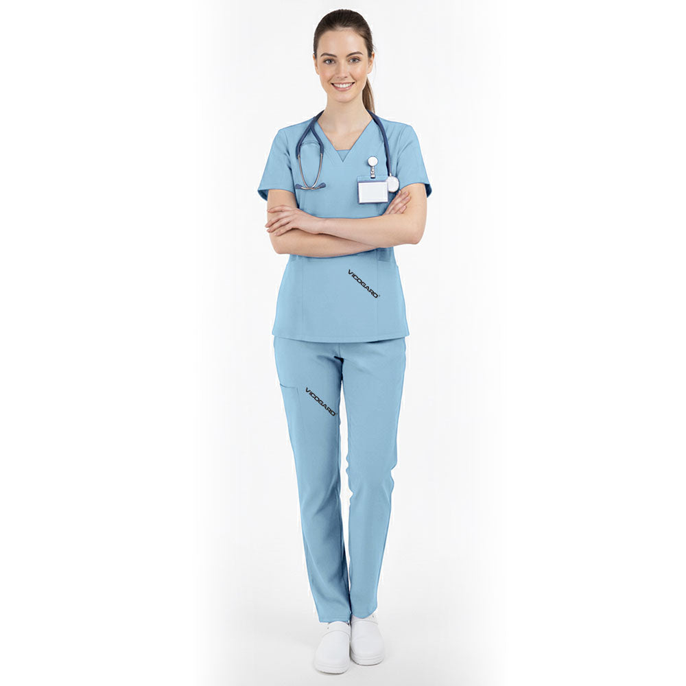 Vicogard Ceil Blue straight leg scrubs, compliant light blue uniform for nursing students