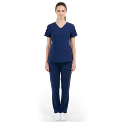 Full body front view of Navy Blue Vicogard scrubs, professional attire for hospitals