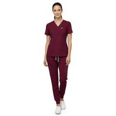 Vicogard Burgundy rayon scrub set, rich wine red uniform for nursing schools and admins