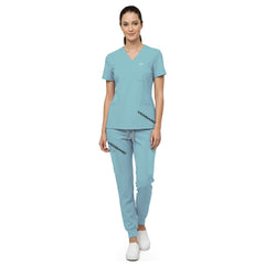 Vicogard Ceil Blue rayon scrub set, compliant light blue uniform for nursing students