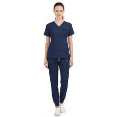 Vicogard Galaxy Blue modern scrubs, dark blue uniform with shoulder loop for hospital staff