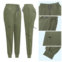 Detail of Fruit Green jogger pants with Vicogard embroidery and zipper cargo pocket