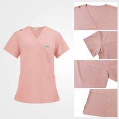 Pink V-neckline with right shoulder badge loop