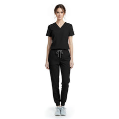 Vicogard Black sleek performance scrubs, slimming jogger set for estheticians and spas