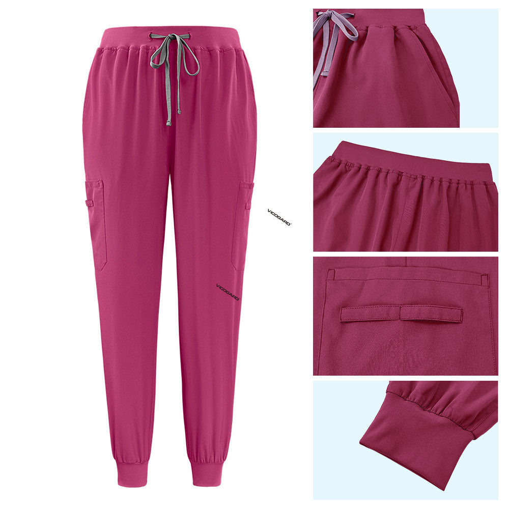 Detail of Rose Pink active jogger pants with elastic waistband and durable side pocket