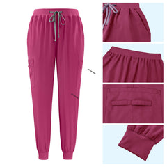 Detail of Rose Pink active jogger pants with elastic waistband and durable side pocket