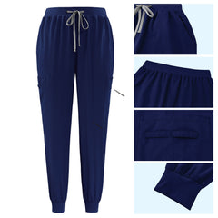 Detail of Galaxy Blue active jogger pants with elastic waistband and durable side pocket