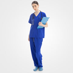 Stretchy scrubs for women set side profile
