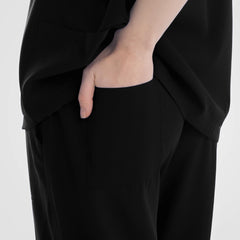 Black scrub pants woman secure back pocket design