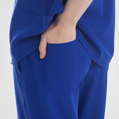 Royal blue scrub pants women back pocket design