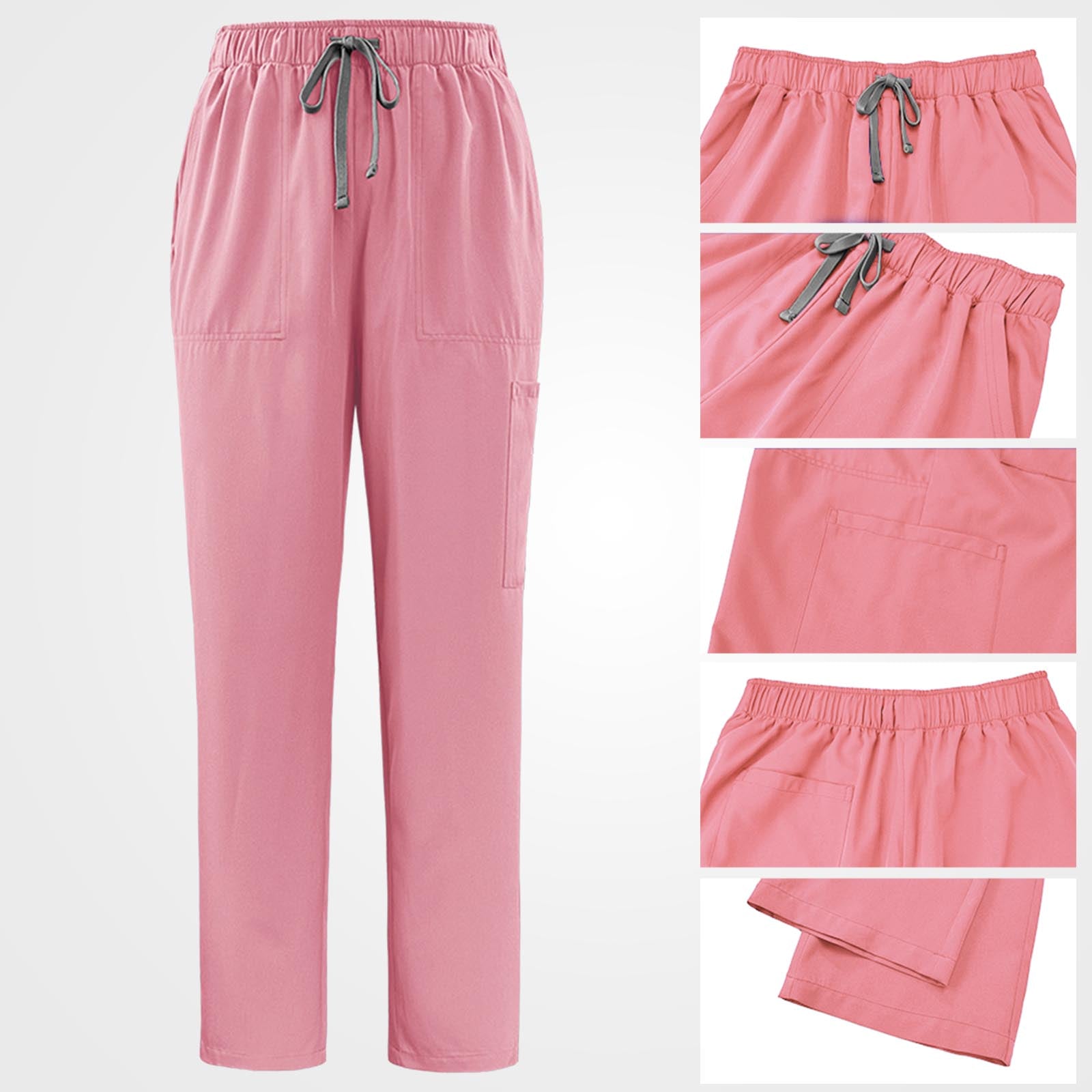 Pink nurse uniform slanted front pocket detail