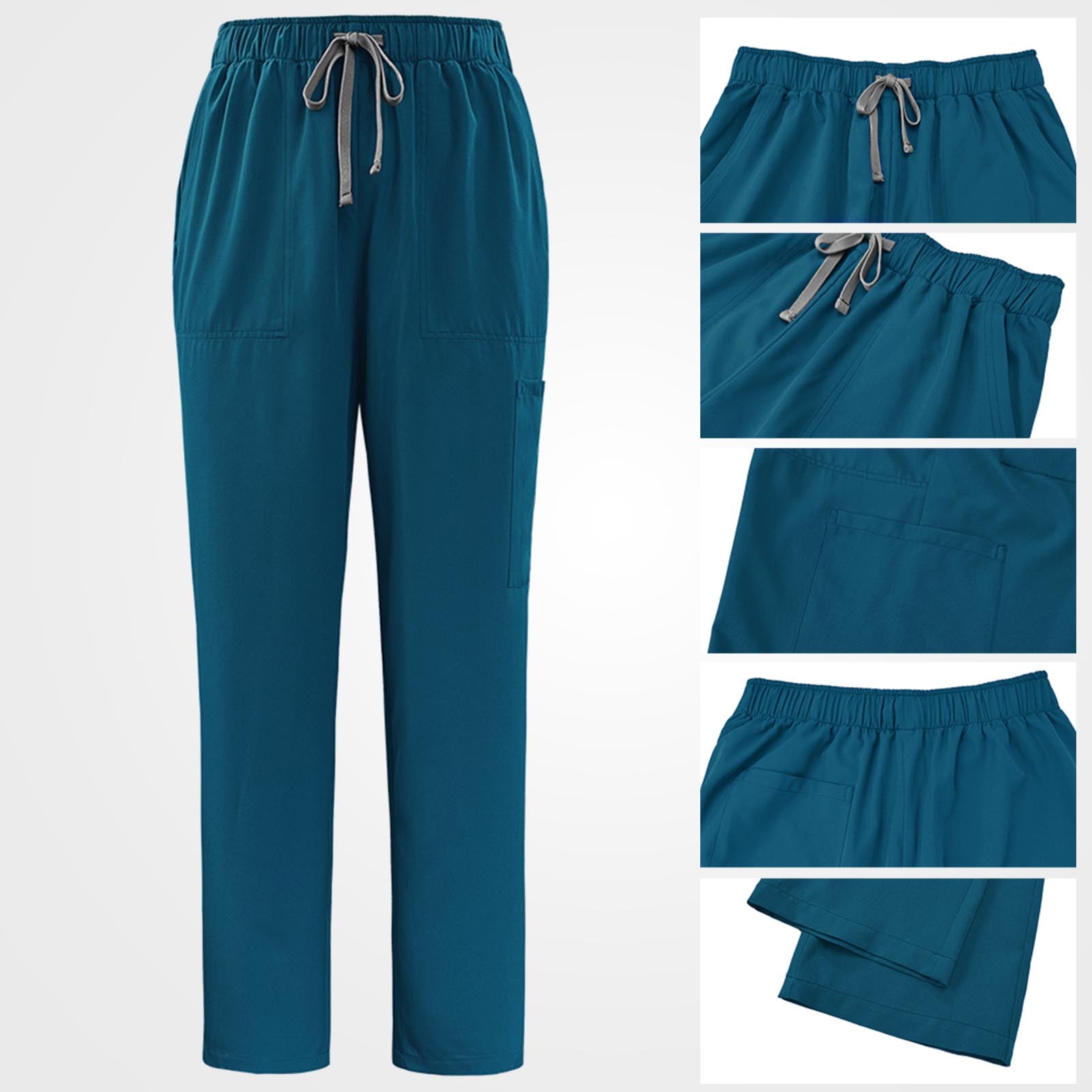 Caribbean blue nurse uniform slanted front pocket detail