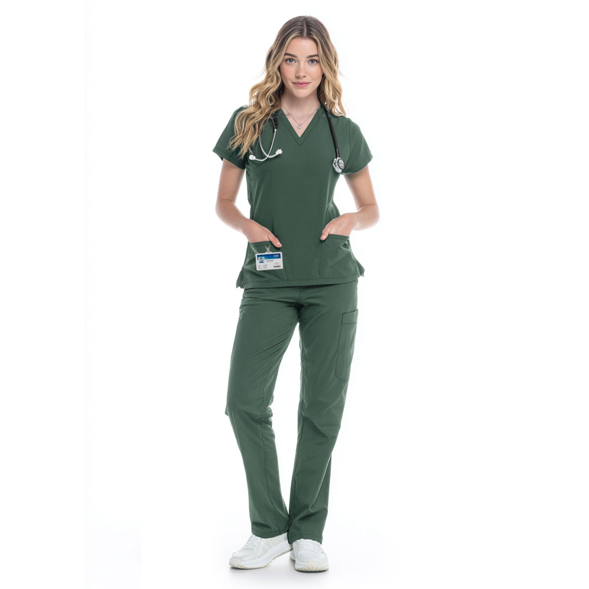 VICOGARD Women's Classic V-Neck Cargo Scrub Set - Turquoise