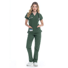 VICOGARD Women's Classic V-Neck Cargo Scrub Set - Turquoise