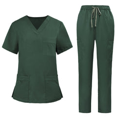 VICOGARD Women's Classic V-Neck Cargo Scrub Set - Turquoise