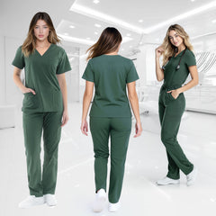 VICOGARD Women's Classic V-Neck Cargo Scrub Set - Turquoise
