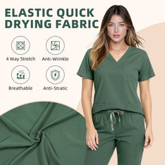 VICOGARD Women's Classic V-Neck Cargo Scrub Set - Turquoise