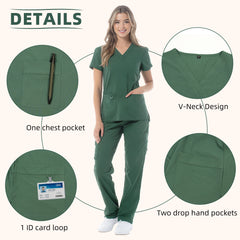 VICOGARD Women's Classic V-Neck Cargo Scrub Set - Turquoise