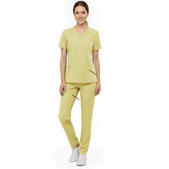 Vicogard Cream Yellow pastel scrub set, soft butter color uniform for pediatric care