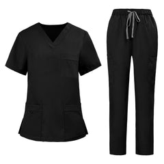VICOGARD women's deep olive green cargo scrub set with v-neck top