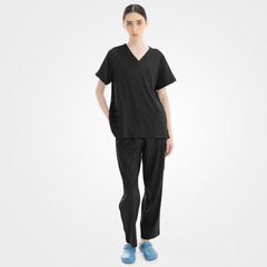 Vicogard® black clinical straight leg scrub set model wearing