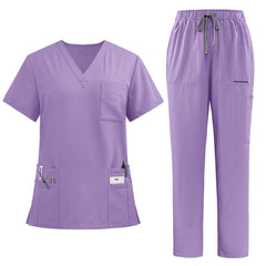 The vicogard Pro Custom scrub set in deep Purple, laid flat