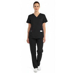 vicogard Core Unisex Scrub Set in Black (Front Model View)
