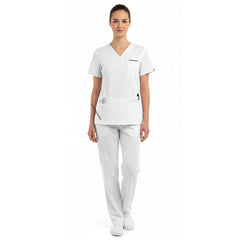 vicogard Pro Custom Unisex Scrub Set in White (Front Model View)