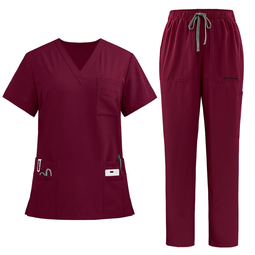 vicogard Pro Custom scrub set in deep Burgundy, neatly folded