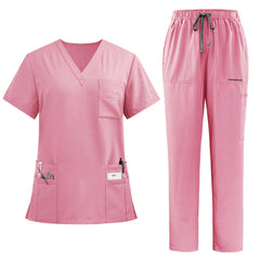 Flat lay of the vicogard Pro Custom scrub set in modern Blush Pink