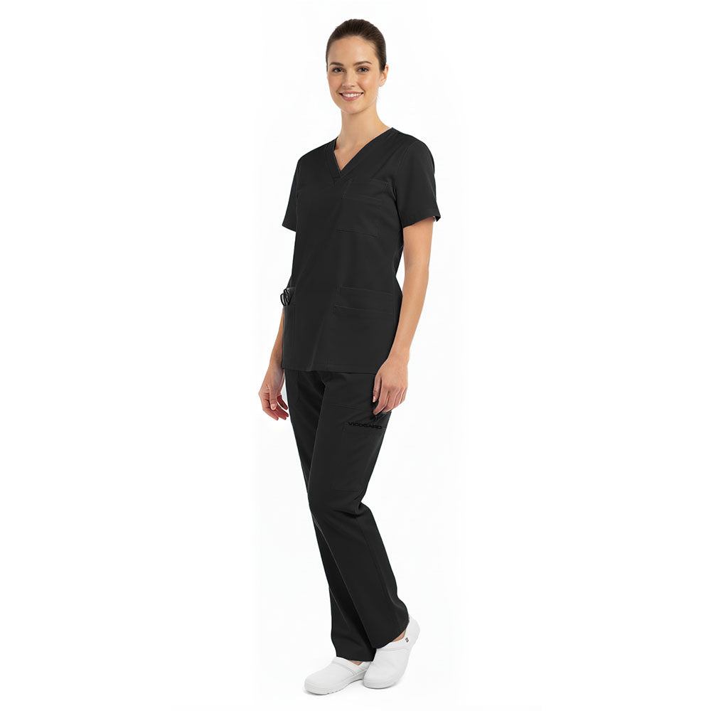 vicogard Core Unisex Scrub Set in Black (Side Model View)