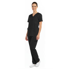 vicogard Core Unisex Scrub Set in Black (Side Model View)