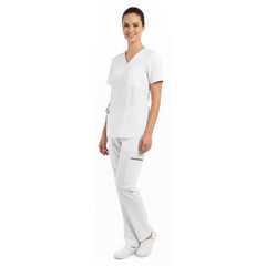 vicogard Pro Custom Unisex Scrub Set in White (Side Model View)