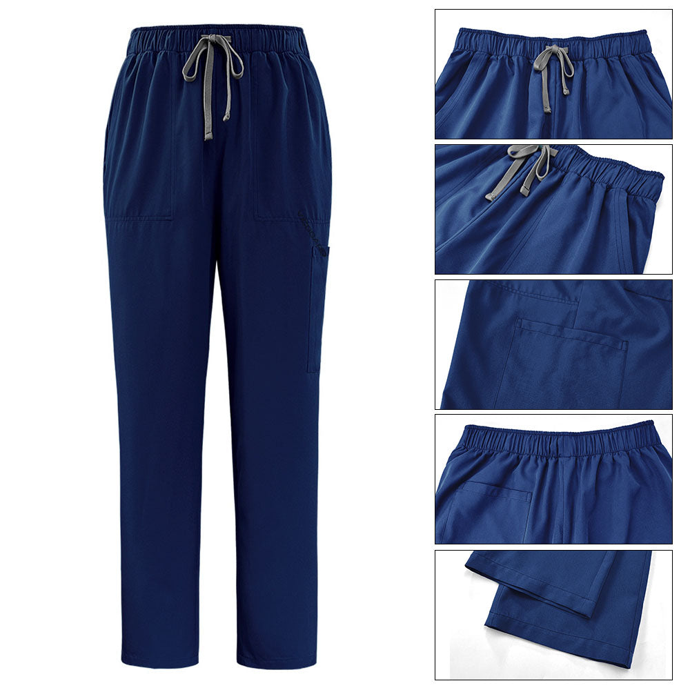 Functional drawstring and pocket detail of the Navy Pro scrub pants