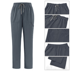 Waistband and pant cuff detail of the Heather Gray Pro scrub pants
