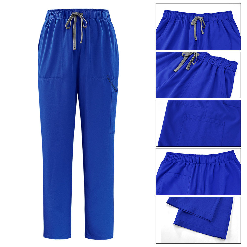 Close-up on the flexible elastic waistband and drawstring of the Royal Blue Pro pants