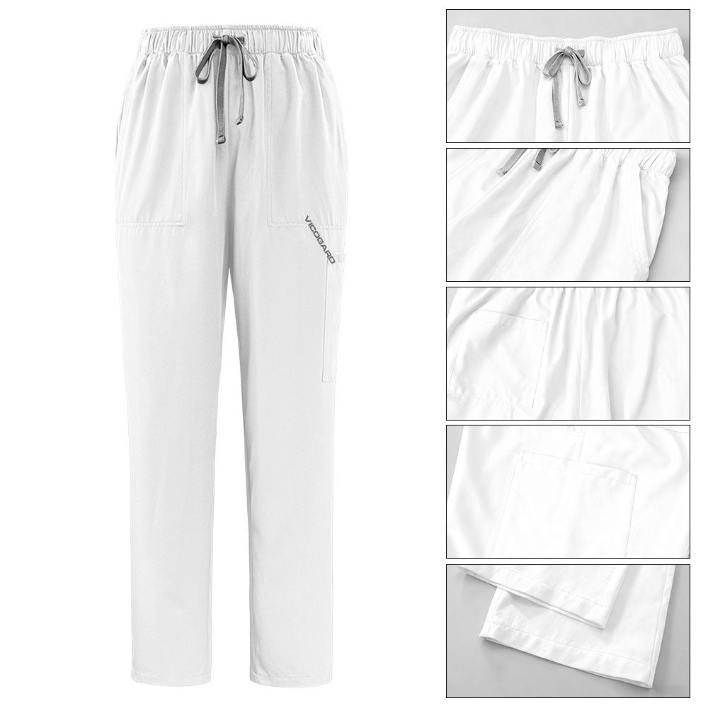 Detail of V-Neck and chest pocket on vicogard White Pro scrub top
